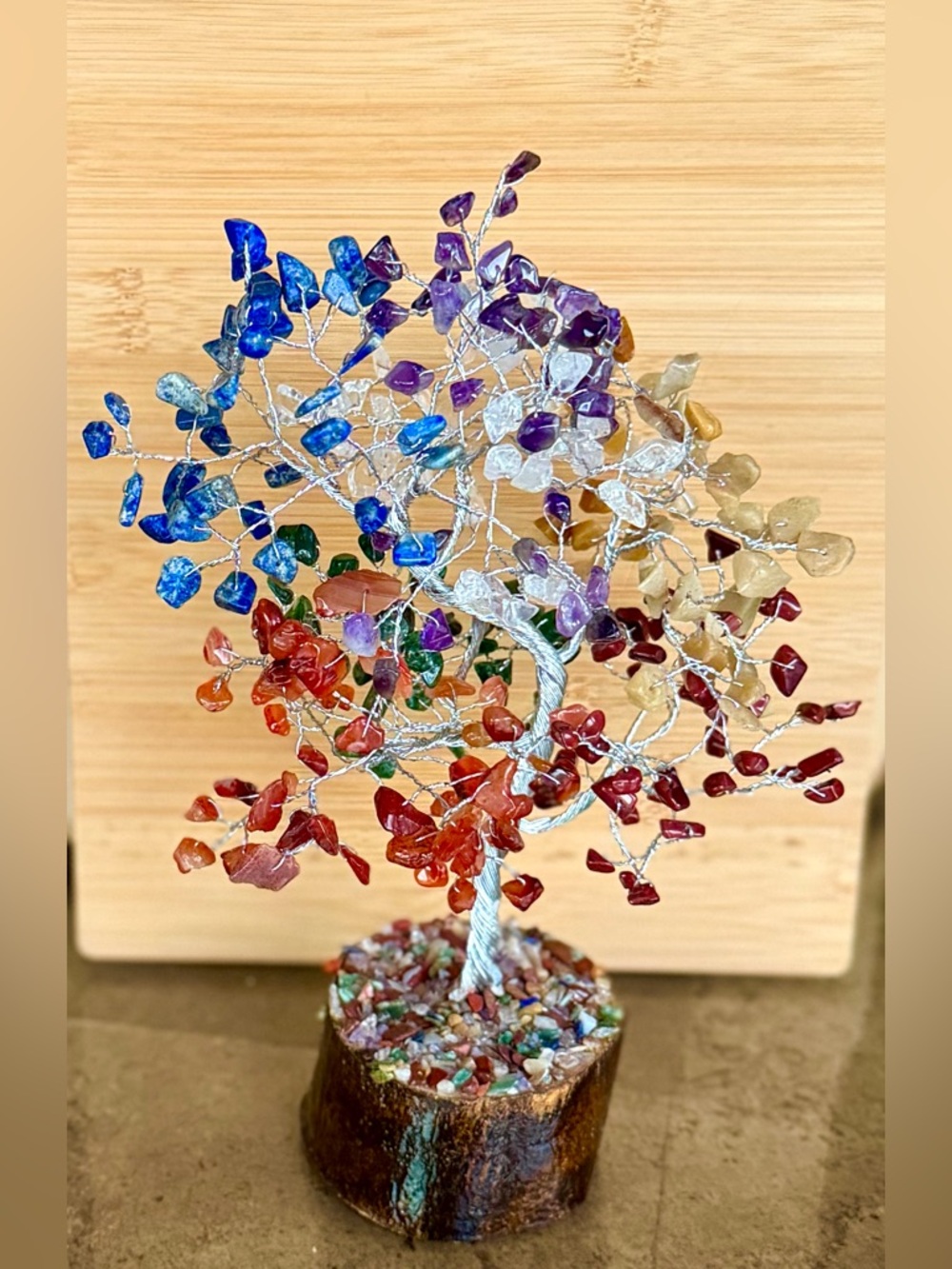 Multicolor 7 Gemstone Bonsai Tree_8.5” Tall